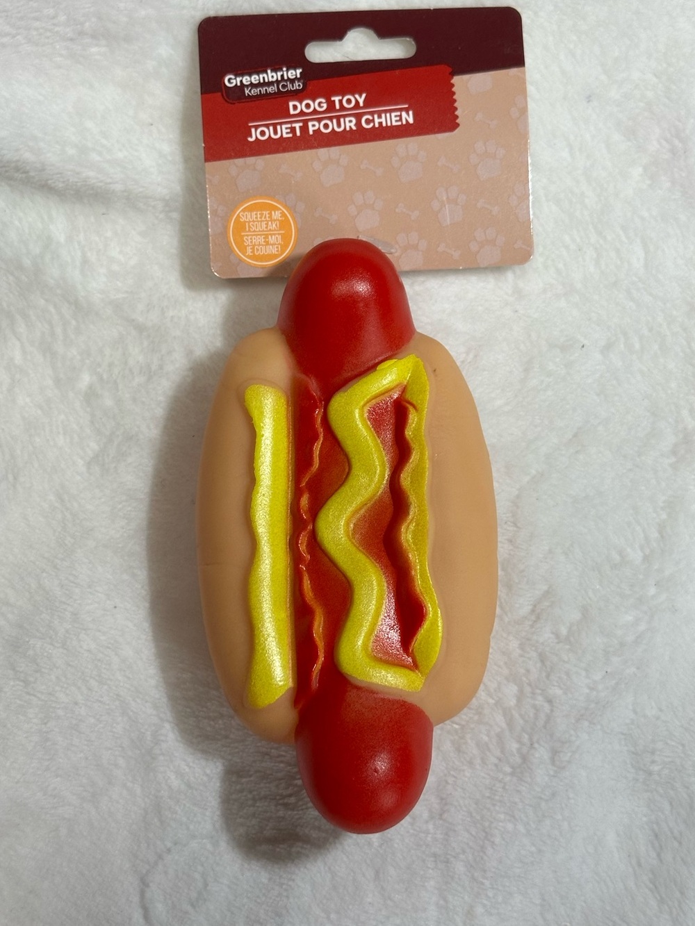 Hot Dog Squeaky Dog Toy Vinyl Plastic Rubber Novelty